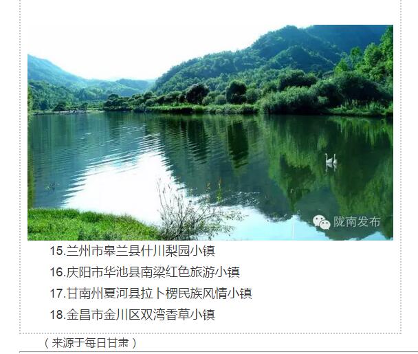 甘肅計劃3年建18個特色小鎮(zhèn)，看看隴南有幾個~